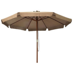 Berkfield Outdoor Parasol With Wooden Pole 330 Cm Taupe - thumbnail 2