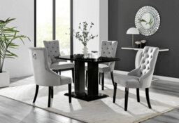 Furniturebox Imperia 4 Modern Black High Gloss Dining Table And 4 Grey Belgravia Black Leg Chairs - thumbnail 1