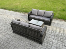 Fimous Outdoor Garden Furniture Sets 6 Seater Wicker Rattan Furniture Sofa Sets With Rectangular Coffee Table 3 Seater Sofa - thumbnail 2