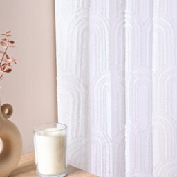 Ohs Tufted Arches Voile Net Curtain Pair Window Panels Slot Top Set - White - thumbnail 4