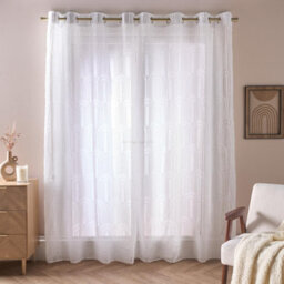 Ohs Tufted Arches Voile Net Curtain Pair Window Panels Slot Top Set - White - thumbnail 3