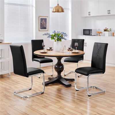 Yaheetech 2Pcs Black Faux Leather Dining Chairs With Metal Legs - image 1