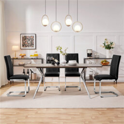 Yaheetech 2Pcs Black Faux Leather Dining Chairs With Metal Legs - thumbnail 3