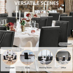 Yaheetech 2Pcs Black Faux Leather Dining Chairs With Metal Legs - thumbnail 9