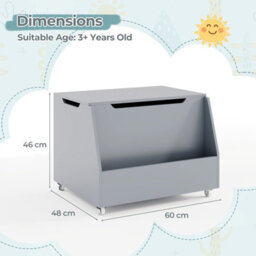 Costway Mobile Toy Storage Organizer Kids Toy Box W/ Bookshelf & Wheels-Grey - thumbnail 2