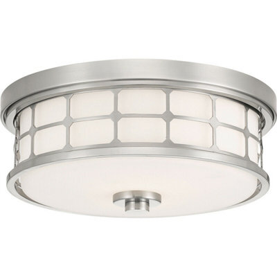 Modern 2-Bulb Flush Mount Light Fixture In Brushed Nickel With E27 60W Led Bulbs