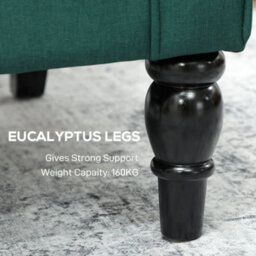 Dark Green Retro Accent Chair Wingback Armchair With Wood Frame - thumbnail 6