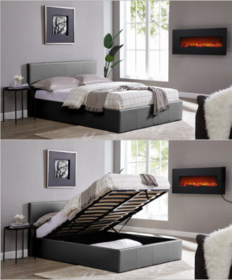 Luna 3Ft Single Grey Ottoman Storage Bed With Gas Lift & 20Cm Thick Memory Foam Mattress - L: 203Cm X W: 108Cm X H: 88.5Cm - image 1