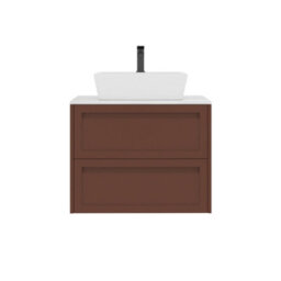Royal Bathrooms Royal Bathroom Elmore 700mm Terracotta Clay Wall Mounted Countertop Bathroom Vanity Unit 2 Drawer With Cube Basin - thumbnail 7