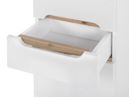 Impact Furniture Tall Bathroom Storage Cabinet With Drawer Freestanding Tall Slim Narrow Unit White Gloss And Oak Bali - thumbnail 4