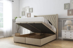 "Sloomy Rutherford Almond Coniston Ottoman Bed Base With 54"" Wingback Headboard 4'6 Double" - thumbnail 2