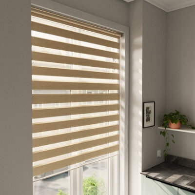GoodHome Brize Corded Mottled Natural Day & Night Roller Blind (W)160Cm (L)180Cm - image 1