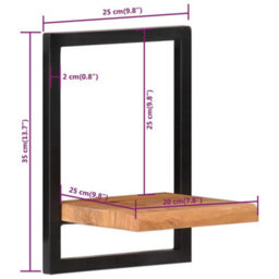 Berkfield Wall Shelves 2 Pcs 25X25X35 Cm Solid Wood Acacia And Steel - thumbnail 8