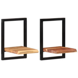Berkfield Wall Shelves 2 Pcs 25X25X35 Cm Solid Wood Acacia And Steel - thumbnail 9