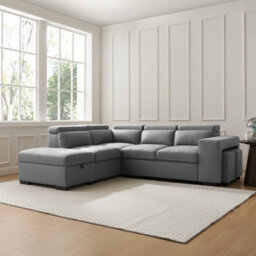 Home Detail Scarlett Left-Hand Corner Sofa With Storage, Grey Air Leather
