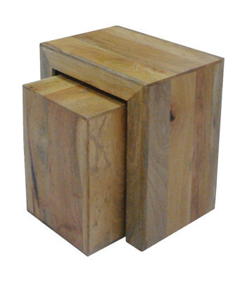 Buttercup Farm Dakota Cube Nest Tables - Mango Wood - L35 X W50 X H54 Cm - Light Finish - image 1