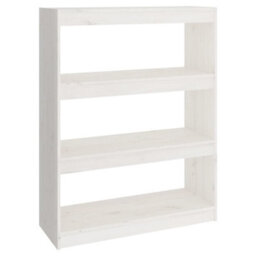 Berkfield Book Cabinet/room Divider White 80X30X103.5 Cm Solid Wood Pine - thumbnail 2
