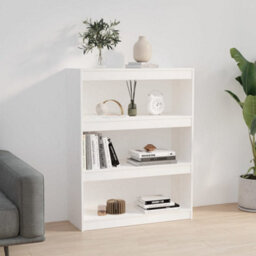 Berkfield Book Cabinet/room Divider White 80X30X103.5 Cm Solid Wood Pine - thumbnail 4