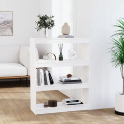 Berkfield Book Cabinet/room Divider White 80X30X103.5 Cm Solid Wood Pine - thumbnail 1