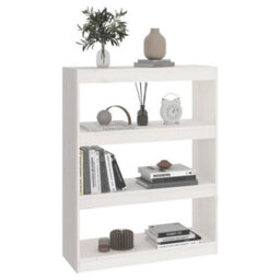 Berkfield Book Cabinet/room Divider White 80X30X103.5 Cm Solid Wood Pine - thumbnail 3