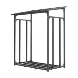 Breeins 110Cm W X 70Cm D Metal Firewood Rack Holder Metal Tube Log Storage With Pe Cover, Black - thumbnail 7