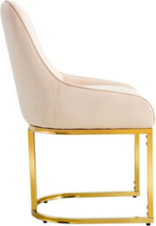 Hygrad Built to Survive Set Of 2 Velvet Dining Chairs Luxury Padded Dining Room Chairs Armless Gold Legs - Cream - thumbnail 2