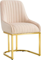Hygrad Built to Survive Set Of 2 Velvet Dining Chairs Luxury Padded Dining Room Chairs Armless Gold Legs - Cream - thumbnail 3