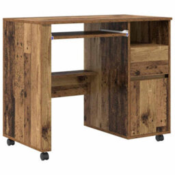 Berkfield Classic Brown Computer Desk Old Wood Particle Board, Metal Standard