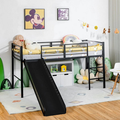 Single Loft Bed Mid Sleeper Bunk Bed W/ Slide & Safety Guardrails - image 1