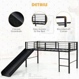 Single Loft Bed Mid Sleeper Bunk Bed W/ Slide & Safety Guardrails - thumbnail 2