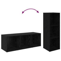 Berkfield Tv Cabinet 3 Pcs Black Oak Engineered Wood - thumbnail 8