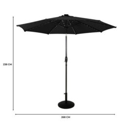 MonsterShop Led Tilt Parasol 2.7M Black Umbrella With Base Garden Patio Sun Solar Lights - thumbnail 5