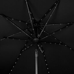 MonsterShop Led Tilt Parasol 2.7M Black Umbrella With Base Garden Patio Sun Solar Lights - thumbnail 7