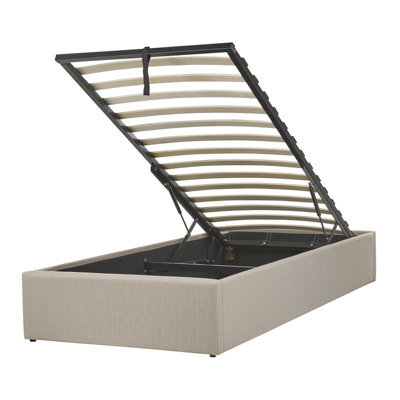 Beliani Ottoman Bed Without Headboard Fabric Dinan 90 X 200 Cm (Eu Single) Taupe - image 1