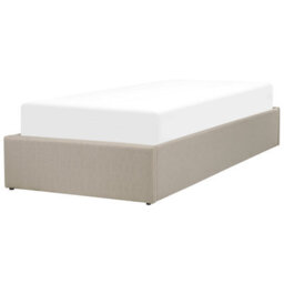 Beliani Ottoman Bed Without Headboard Fabric Dinan 90 X 200 Cm (Eu Single) Taupe - thumbnail 4
