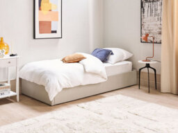 Beliani Ottoman Bed Without Headboard Fabric Dinan 90 X 200 Cm (Eu Single) Taupe - thumbnail 2