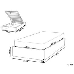 Beliani Ottoman Bed Without Headboard Fabric Dinan 90 X 200 Cm (Eu Single) Taupe - thumbnail 3