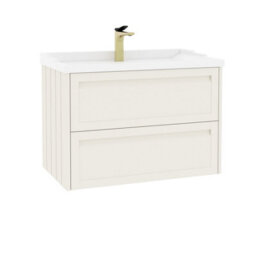 Royal Bathrooms Elmore 800mm Wall Hung 2 Drawer Cabinet Bathroom Vanity Unit With Traditional Ceramic Basin Sink - Classic White - thumbnail 6