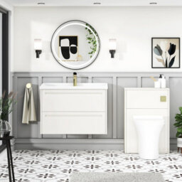 Royal Bathrooms Elmore 800mm Wall Hung 2 Drawer Cabinet Bathroom Vanity Unit With Traditional Ceramic Basin Sink - Classic White - thumbnail 4