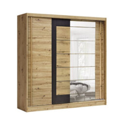 Arte Avantgarde 4 Sliding Door Wardrobe 200Cm - Oak Artisan & Graphite With Mirrored Door - thumbnail 1