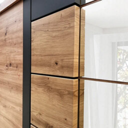 Arte Avantgarde 4 Sliding Door Wardrobe 200Cm - Oak Artisan & Graphite With Mirrored Door - thumbnail 3