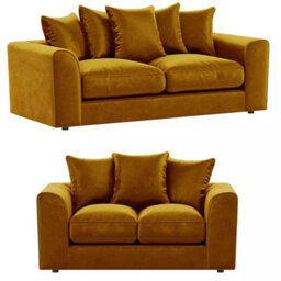 Plush Velvet 3+2 Seater Sofa Set Gold