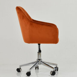 Lakeland Furniture Lule Burnt Orange Velvet Chrome Swivel An Height Adjustable Base Office Chair - thumbnail 5