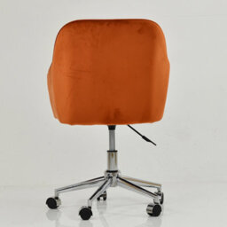 Lakeland Furniture Lule Burnt Orange Velvet Chrome Swivel An Height Adjustable Base Office Chair - thumbnail 6
