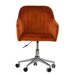 Lakeland Furniture Lule Burnt Orange Velvet Chrome Swivel An Height Adjustable Base Office Chair