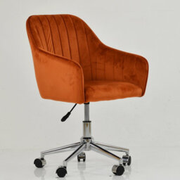 Lakeland Furniture Lule Burnt Orange Velvet Chrome Swivel An Height Adjustable Base Office Chair - thumbnail 4