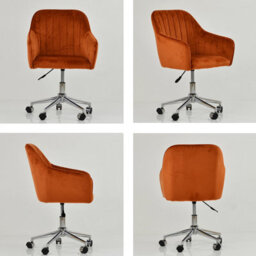 Lakeland Furniture Lule Burnt Orange Velvet Chrome Swivel An Height Adjustable Base Office Chair - thumbnail 2