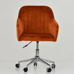 Lakeland Furniture Lule Burnt Orange Velvet Chrome Swivel An Height Adjustable Base Office Chair - thumbnail 3