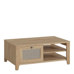 Wyld Haus Monza Natural Oak And Rattan Coffee Table With 1 Drawer - thumbnail 4