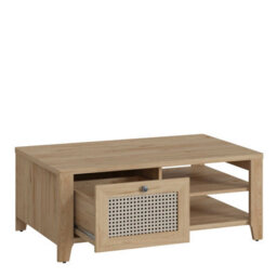 Wyld Haus Monza Natural Oak And Rattan Coffee Table With 1 Drawer - thumbnail 5